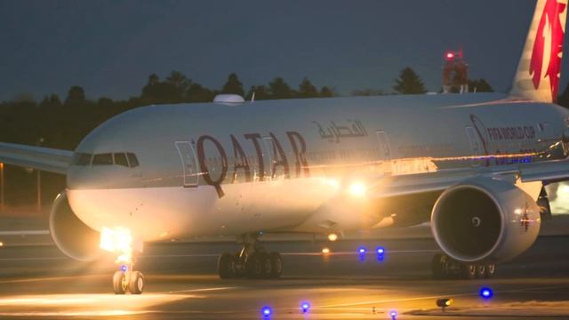 Qatar Airways Boeing 777-300ER A7-BAH Landing at Narita 34R | NRT/RJAA смотреть онлайн