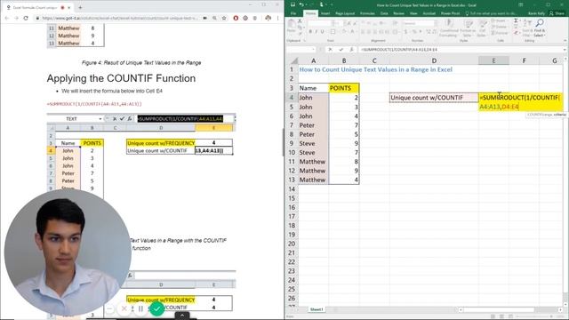 How to Count Unique Text Values in a Range in Excel смотреть онлайн