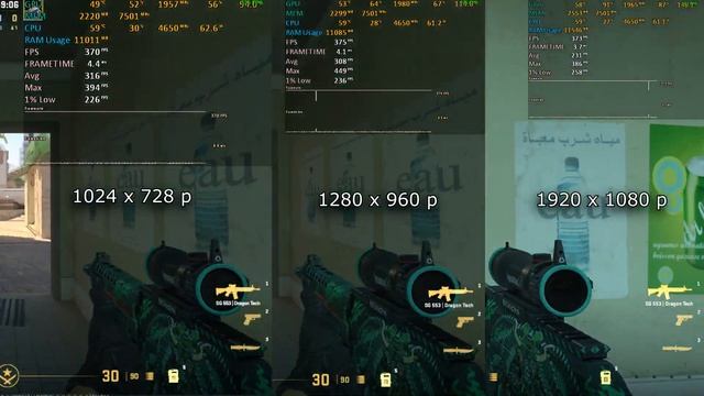 CS2 1920x1080p VS 1280x960p VS 1024x728p : Native vs Scretch смотреть онлайн