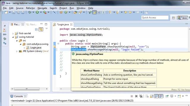 Dialog boxes: showMessageDialog and showInputDialog. Video Tutorial 1 Java Swing in English смотреть онлайн