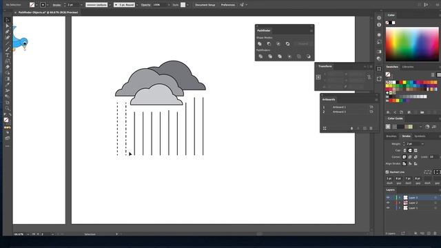 Building objects and cutting shapes using Pathfinder in Adobe Illustrator смотреть онлайн