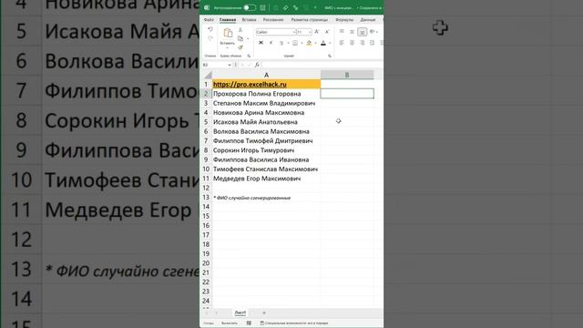 ФИО и инициалы