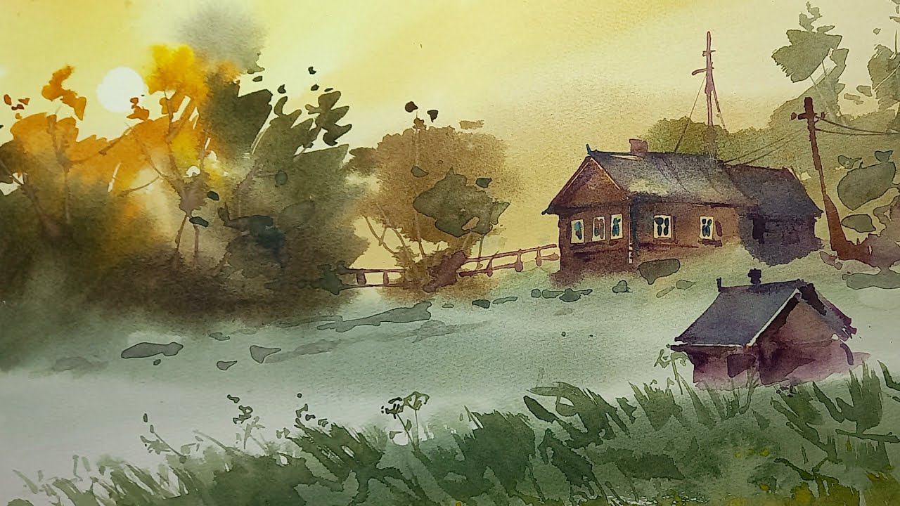 Тепло родного дома, живая акварель, мастер-класс смотреть онлайн