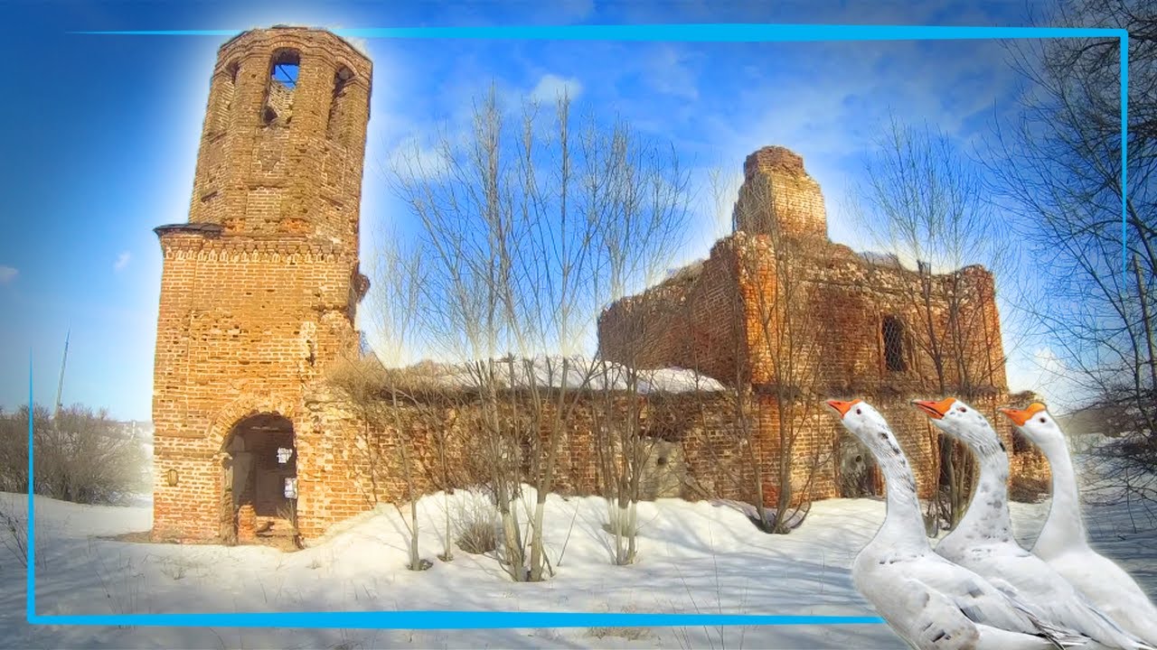 Одоевщино. Заброшенная церковь Покрова Пресвятой Богородицы. Липецкая область. смотреть онлайн