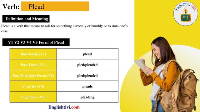 Plead V1 V2 V3 V4 V5 Base Form, Past Simple, Past Participle Form of plead | Englishtivi.com смотреть онлайн