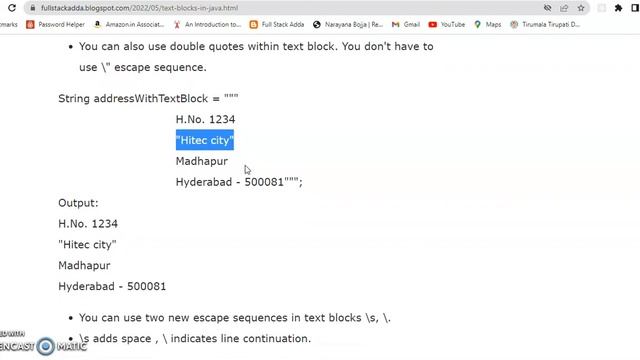 Text blocks in java | Java latest features | Full Stack Adda | Narayana Bojja смотреть онлайн