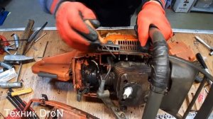 Хускварна 365 неустойчивая работа.Замена патрубка.