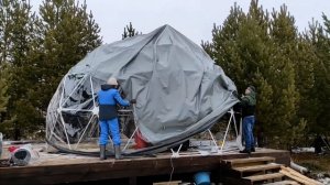 Монтаж геокупола за 8 часов / Быстровозводимый дом в форме сферы