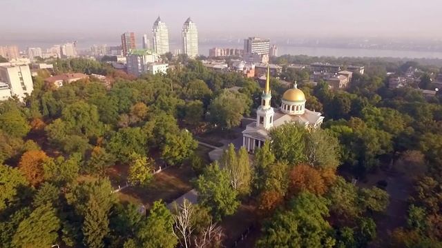 Аэро видео Спасо-Преображенский собор в Днепропетровске. смотреть онлайн