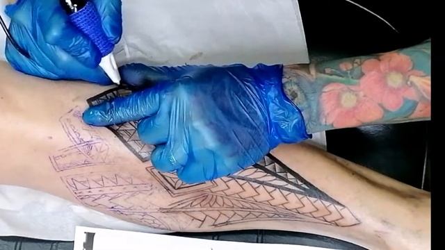 TRIBAL POLYNESIAN - Tattoo Time Lapse ( His First Ever Tattoo)