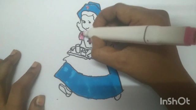 How to draw Nurse and colouring/Easy draw for kids||Ashwitha kids world смотреть онлайн