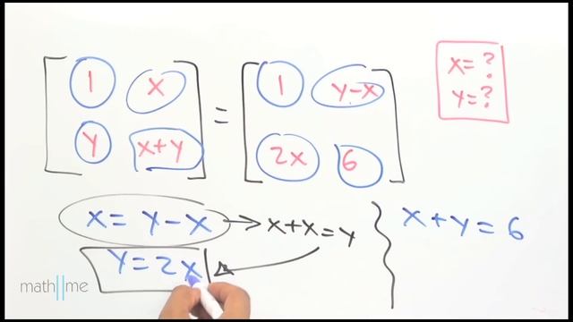 Hallar valores x,y en una matriz 2x2. Find values (x,y) in a matrix смотреть онлайн