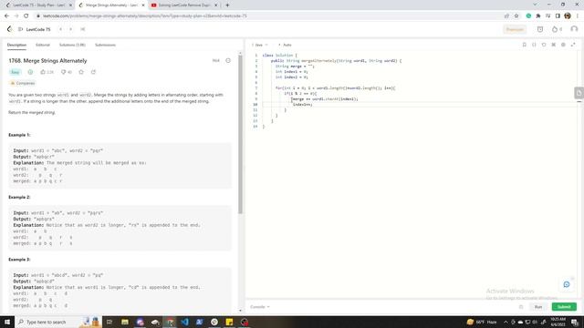 Solving LeetCode Merge Strings Alternately Problem - Java смотреть онлайн