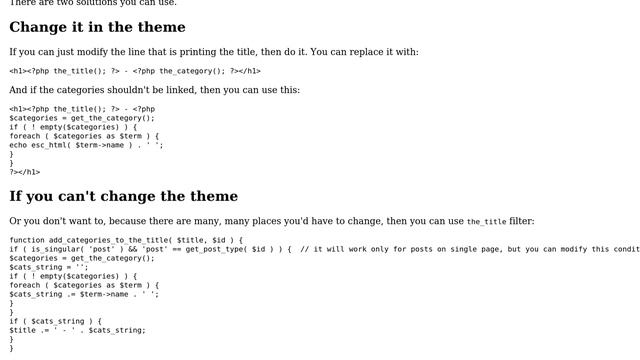 Wordpress: Add Category name to Post Title (h1) (2 Solutions!!) смотреть онлайн