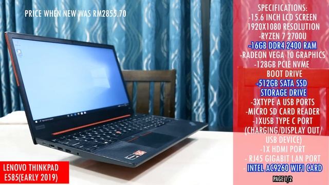 Sold! Lenovo Thinkpad E585 Ryzen 2700U|Radeon Vega 10 Graphics|16G RAM|128G NVME|512G SSD смотреть онлайн