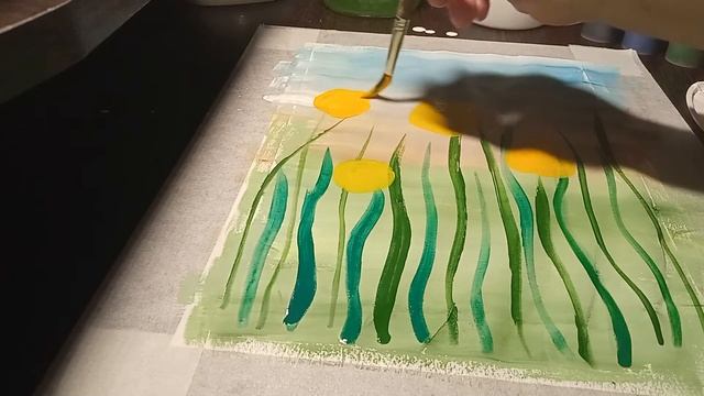 Правополушарная живопись на тему "Цветы в траве" с использованием металлической губки смотреть онлайн