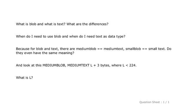 MySQL : What are the differences between the BLOB and TEXT datatypes in MySQL? смотреть онлайн