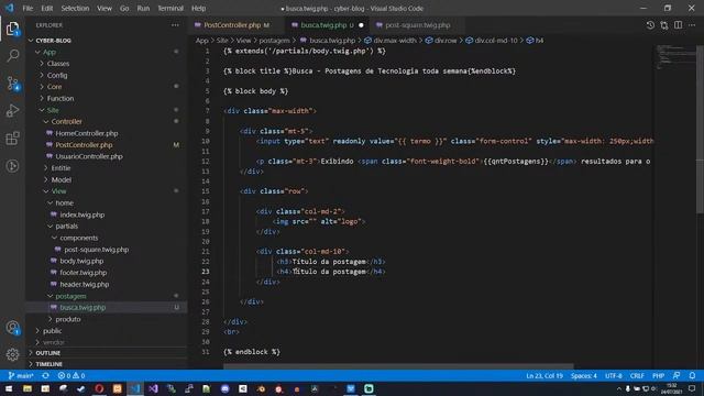 Blog com PHP/MYSQL usando MVC | Twig | Bootstrap | Criando a página de busca e de ver postagem смотреть онлайн