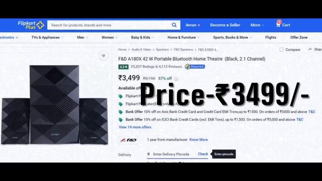 Review/ Unboxing F & D 2.1 multimedia speaker from Flipkart big Billion day sale смотреть онлайн