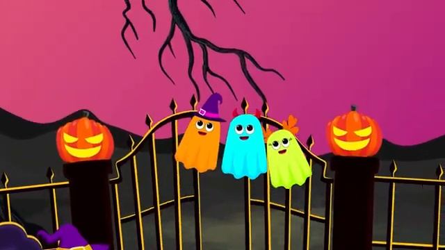 Five Little Ghosts Halloween Song | 5 Colorful Ghost Journey - Spooky Nursery Rhymes смотреть онлайн