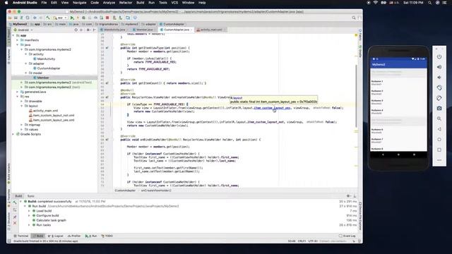2 - RecyclerView Custom Multitype Adapter(Java) смотреть онлайн