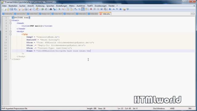 PHP Tutorial: E-Mails versenden mit PHP // mail()-Funktion // deutsch смотреть онлайн