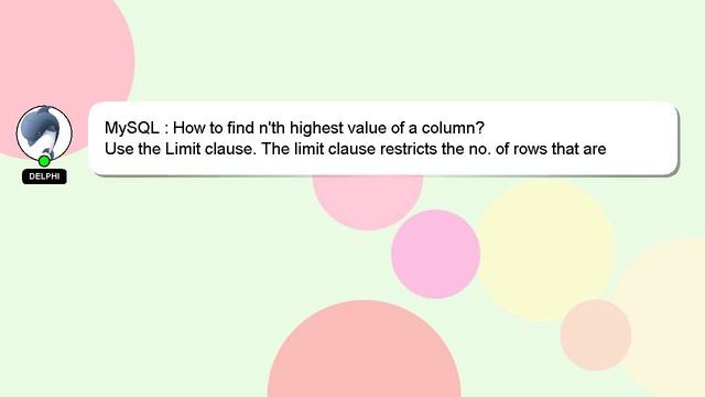 MySQL : How to find n'th highest value of a column? смотреть онлайн
