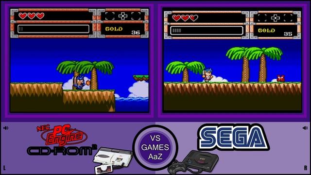 The Dynastic Hero VS Wonder Boy in Monster World(PC Engine CD)VS(Mega Drive) comparison graphics смотреть онлайн