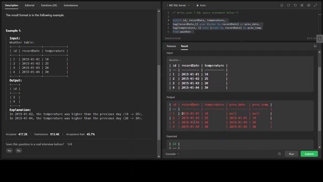 197. Rising Temperature | LeetCode | SQL | Solution | Interview Problem смотреть онлайн
