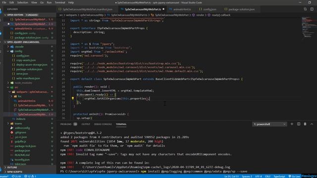 SPFx - jQuery Owl Carousel with PropertyPanel смотреть онлайн