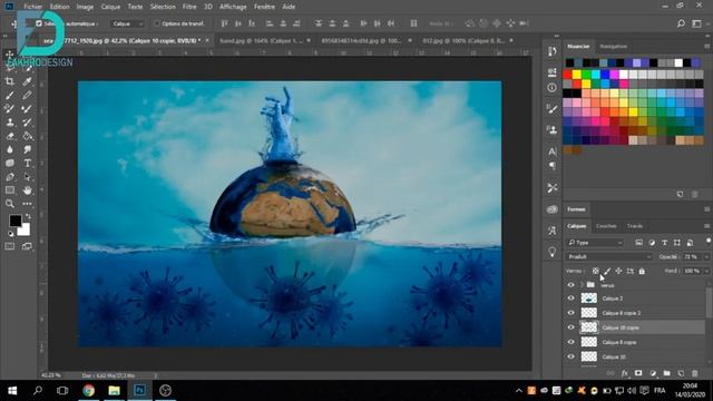 تصميم بوستر حول فيروس كورونا I virus corona photoshop смотреть онлайн