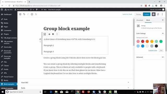 WordPress Gutenberg Issue #16718 demo смотреть онлайн