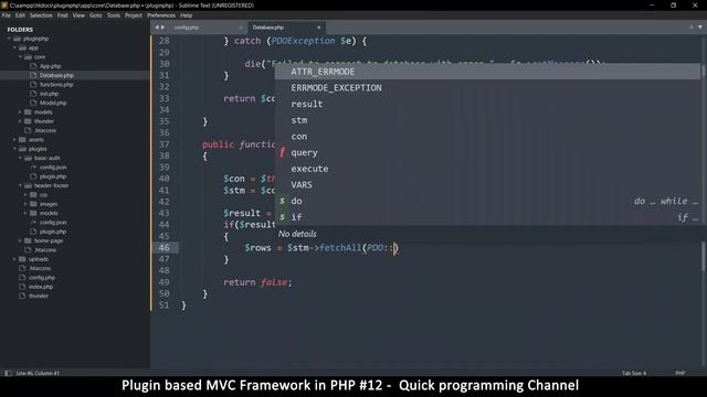 Plugin based PHP MVC Framework from scratch #12 | Database class | Quick programming tutorial смотреть онлайн