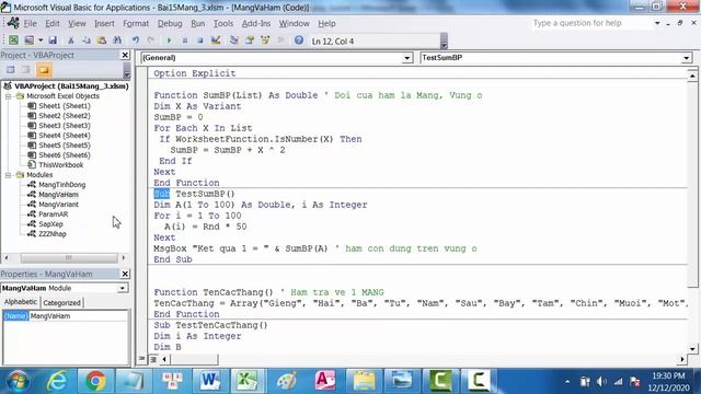 VBA EXCEL – Bài 15. Cách dùng Array trong Sub và Function – Bui The Tam смотреть онлайн