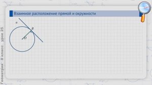 Геометрия 8 класс (Урок№25 - Взаимное расположение прямой и окружности.)