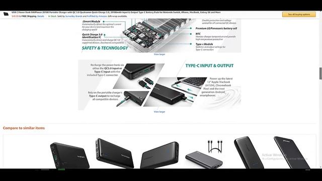 USB C Power Bank RAVPower 20100 Portable Charger with QC 3.0 Qualcomm Quick Charge 3.0, 20100mAh смотреть онлайн