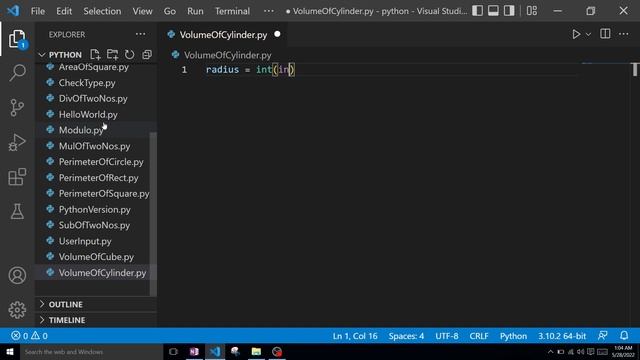 Python Program to find Volume of a Cylinder смотреть онлайн