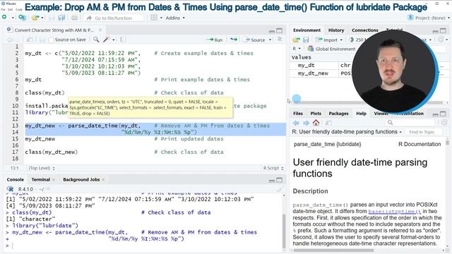 How to Convert Character String with AM & PM to Date & Time (R Example) | parse_date_time() Functio смотреть онлайн