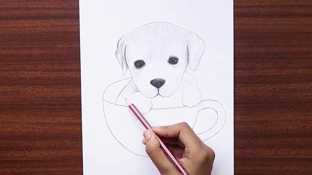 How to draw cute puppy in a cup | Cute Puppy in a Cup | смотреть онлайн