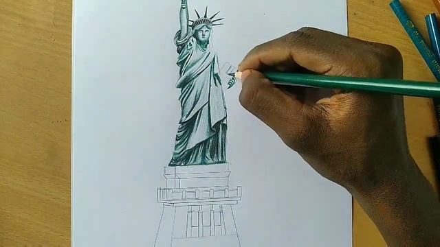 Statue of Liberty speed drawing, colored pencils#,. смотреть онлайн