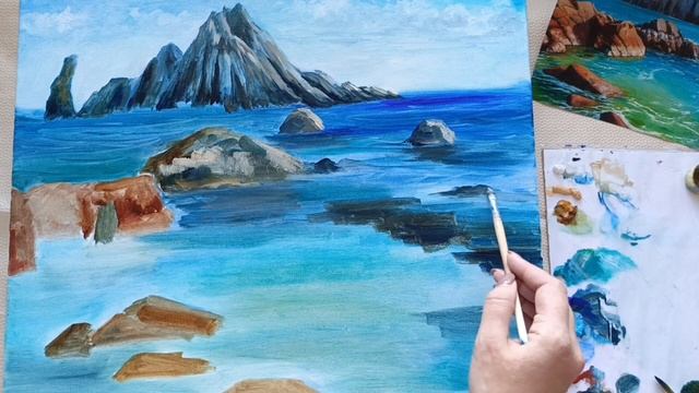 Рисуем море и скалы. МК живопись маслом. для начинающих смотреть онлайн