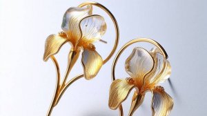 Серьги-протяжки - Ирисы на длинной ножке