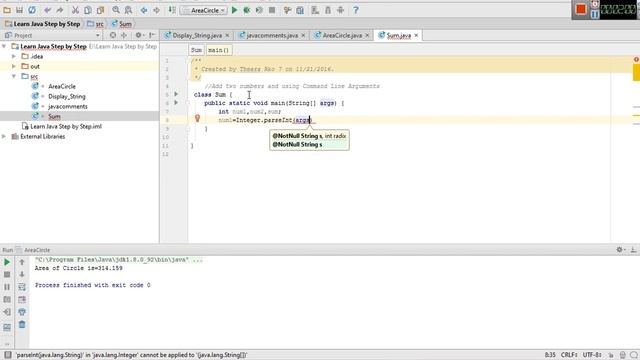 learn Java Step by Step 4 Sum two numbers using Command Line Argument смотреть онлайн