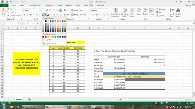 UJI T DENGAN MENGGUNAKAN EXCEL смотреть онлайн