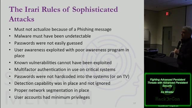 Speaker01 Fighting Advanced Persistent Threats with Advanced Persistent Security Ira Winkler смотреть онлайн