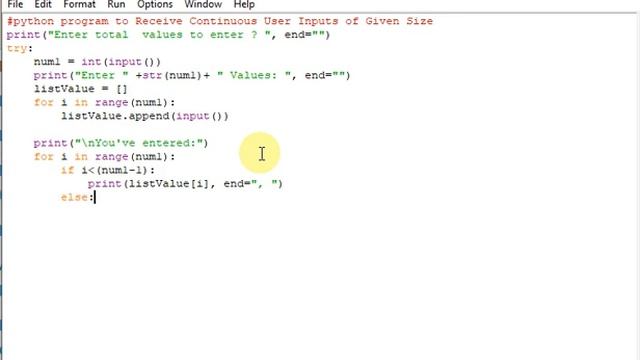 python program to Receive Continuous User Inputs of Given Size смотреть онлайн