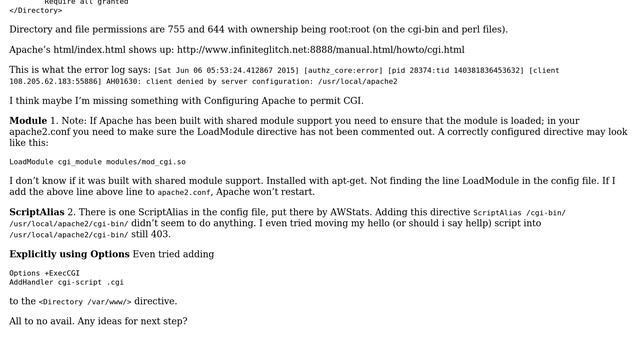 Unix & Linux: Configuring Apache 2.4 to permit CGI on Debian Jessie смотреть онлайн