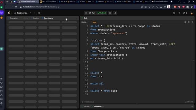 MLV Prasad - LeetCode SQL [ MEDIUM ] | | "1205 " | Monthly Transactions II смотреть онлайн