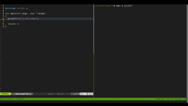 Hello World em C смотреть онлайн