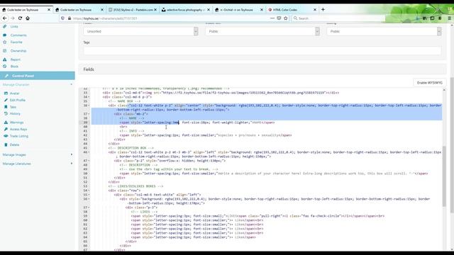 Toyhouse Code Editing Tutorial